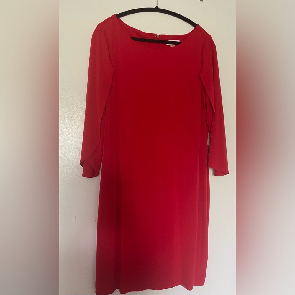 Red quarter sleeve Calvin Klein dress